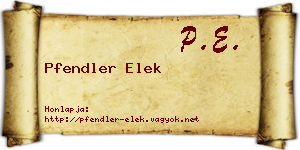 Pfendler Elek névjegykártya